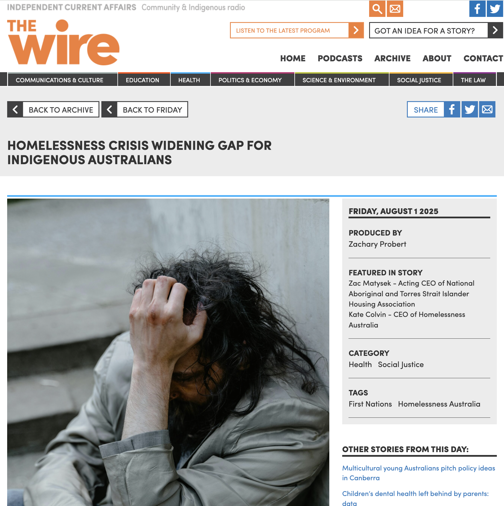 Homelessness crisis widening gap for Indigenous Australians – The Wire