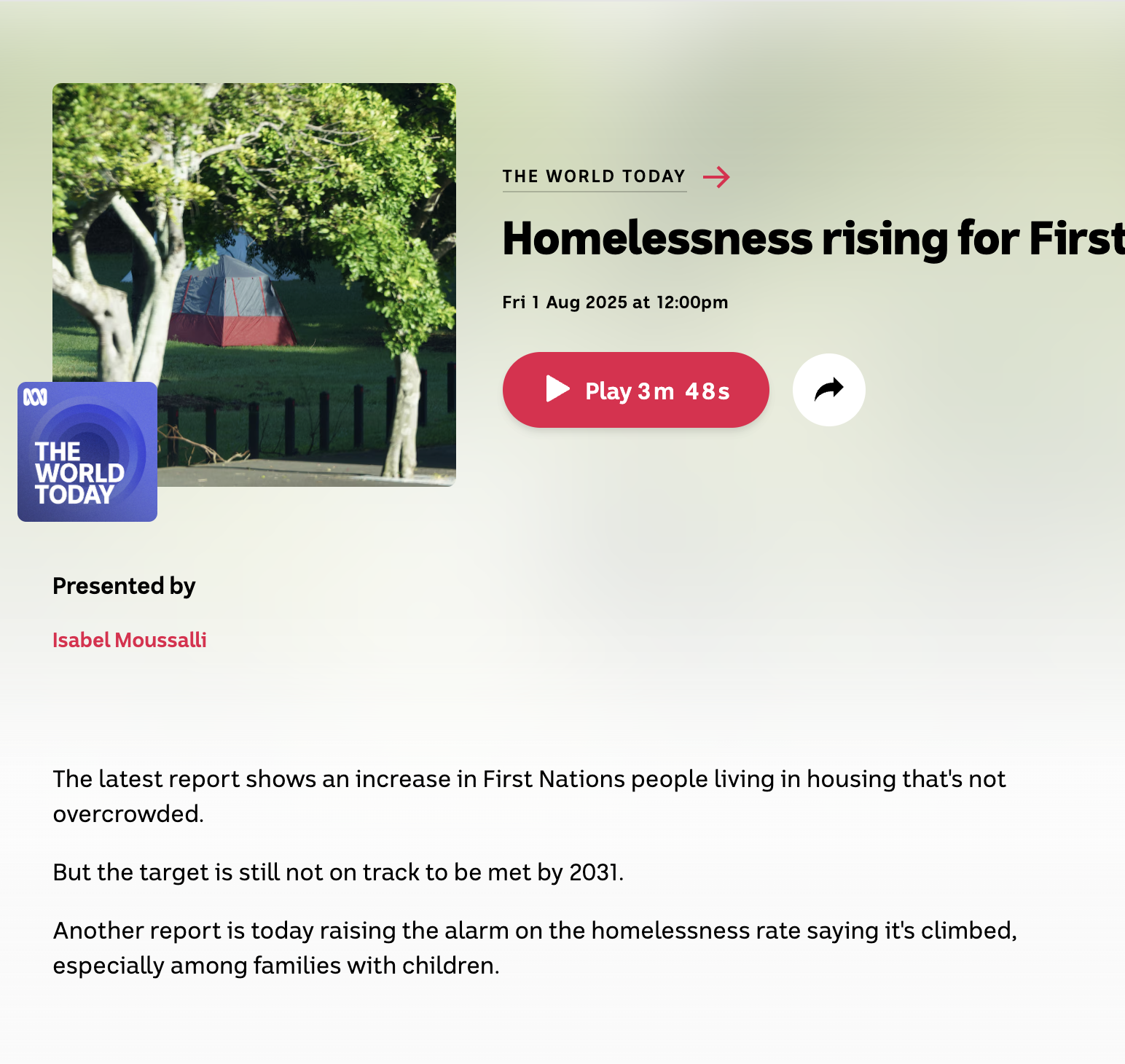 Homelessness rising for First Nations families – ABC Radio National